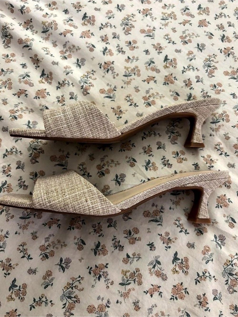 Nine West Woven Block Heel Mules Beige US 8M